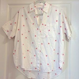Madewell short-sleeve button down with floral embroidered print